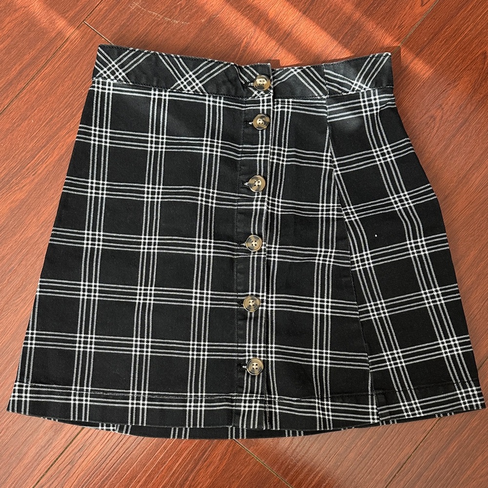 H&M Black and White Plaid Mini Skirt